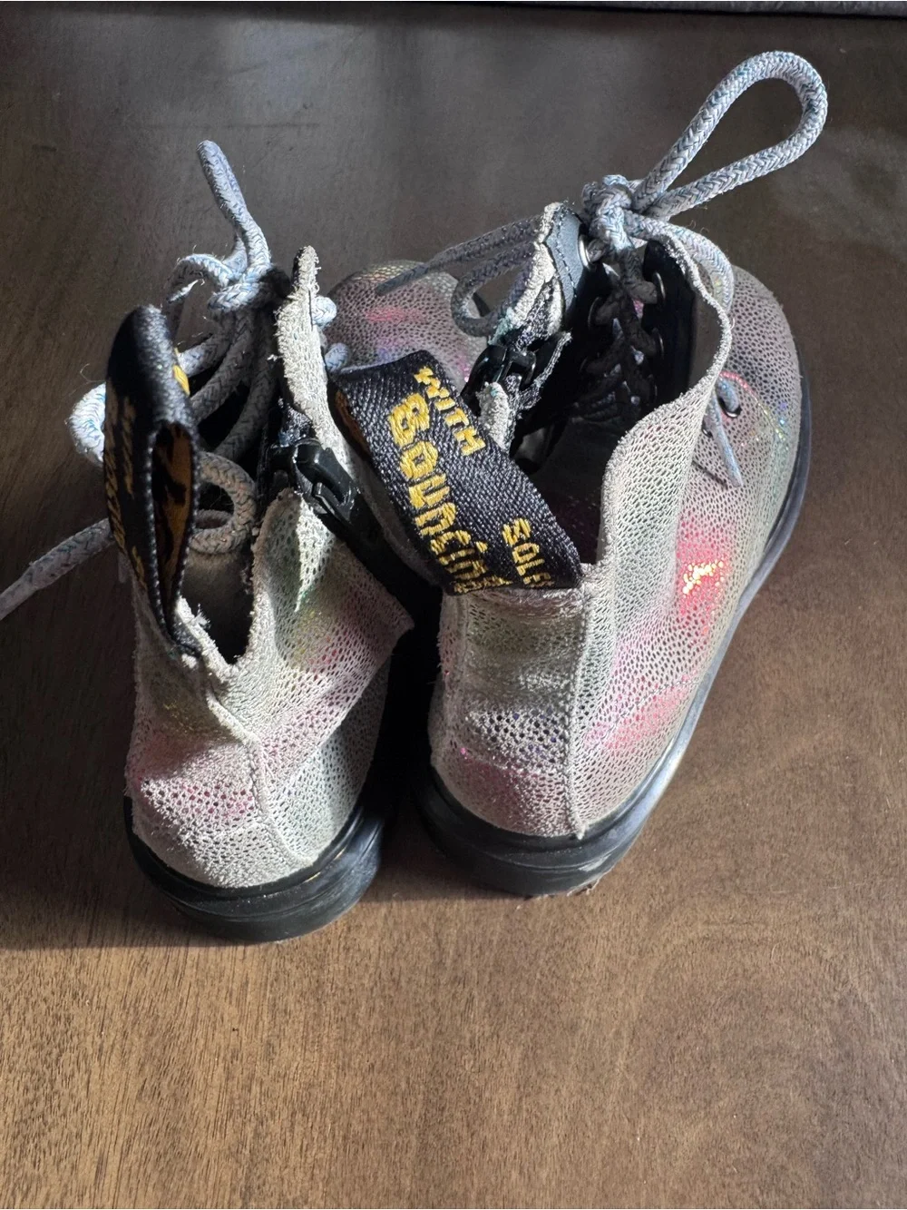 Dr Doc Martens 1460 Junior PascalJ Rainbow Glitter Boots Girls sz 1 Combat Boot